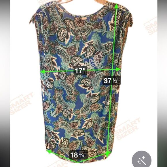 Rosa Faia Sz S Blue Green Paisley Semi-Sheer Shirred Shoulders Swim Cover-Up - Picture 8 of 11